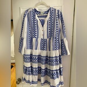 Blue and White Patterned Dress